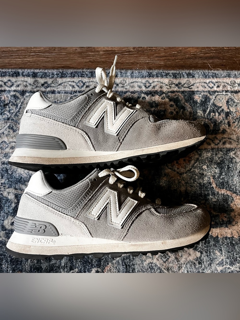 New Balance Gray Suede & Mesh Sneakers